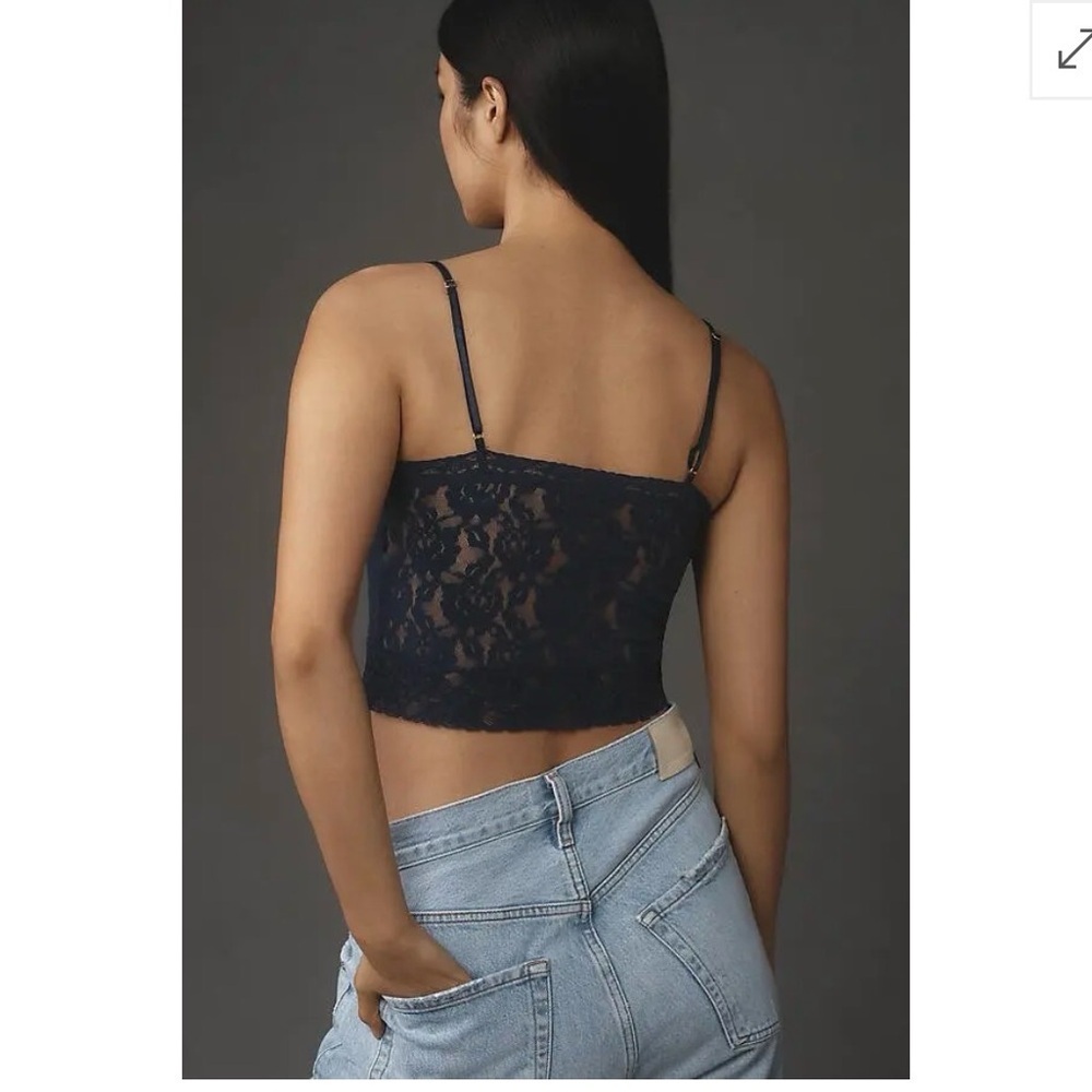 Anthropologie Navy Lace Cropped Cami - Picture 2 of 12